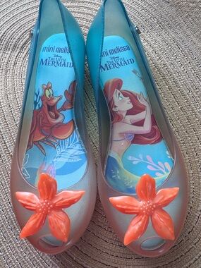 NEW Mini Melissa The Little Mermaid Coral & Teal Jelly Flats youth size 3